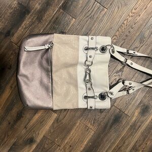 Elegant White and Metallic Tote Bag